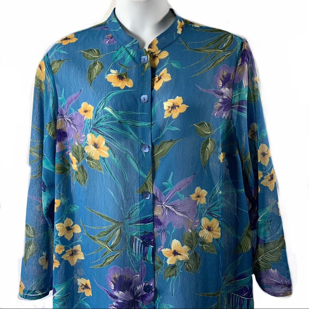 Beautiful Susan Graver Duster Tunic Top Sz 1X Blue - Picture 2 of 8